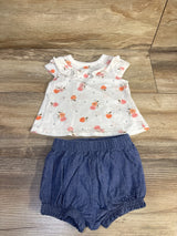 First Impressions 2pc Apple Shirt & Shorts Set White sz 6-9m