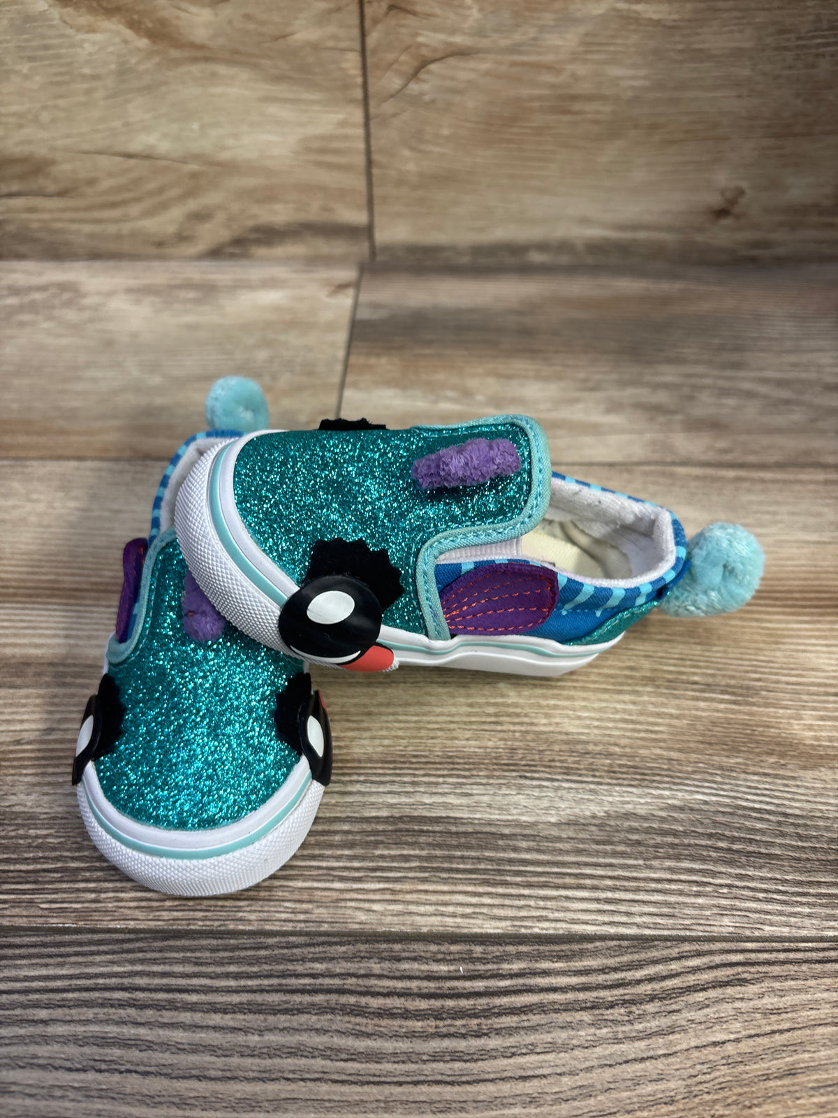 Vans Slip-On V Glitter Seahorse Sneakers Blue sz 4c