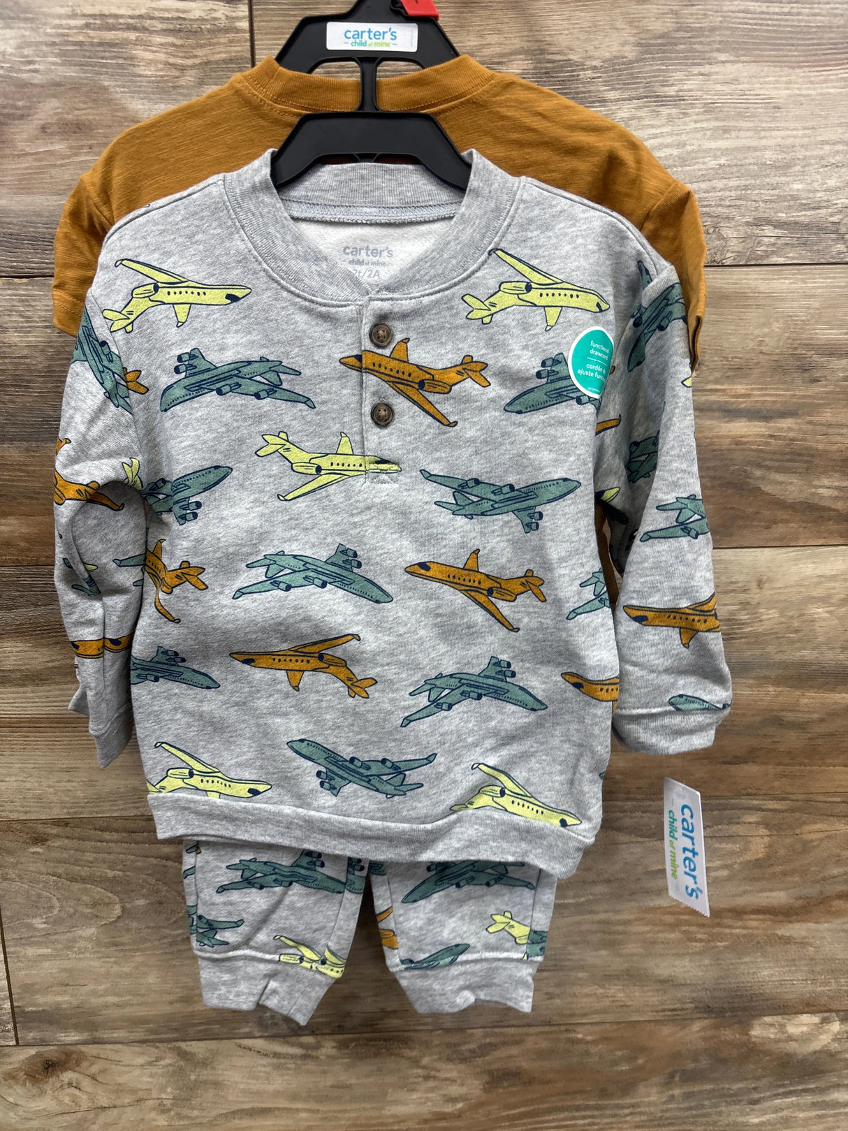 NEW Child of Mine Henley 3pc Planes Set Grey sz 2T