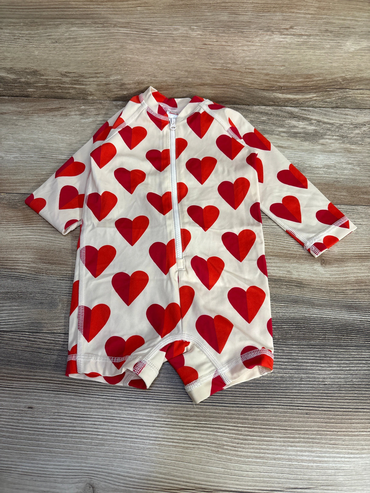 Hanna Andersson Hearts Rash Guard Suit Cream sz 12-18m - Me n Mommy To Be