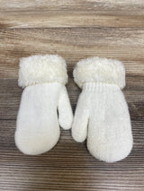 Faux Fur Knit Winter Mittens White sz 0-6m