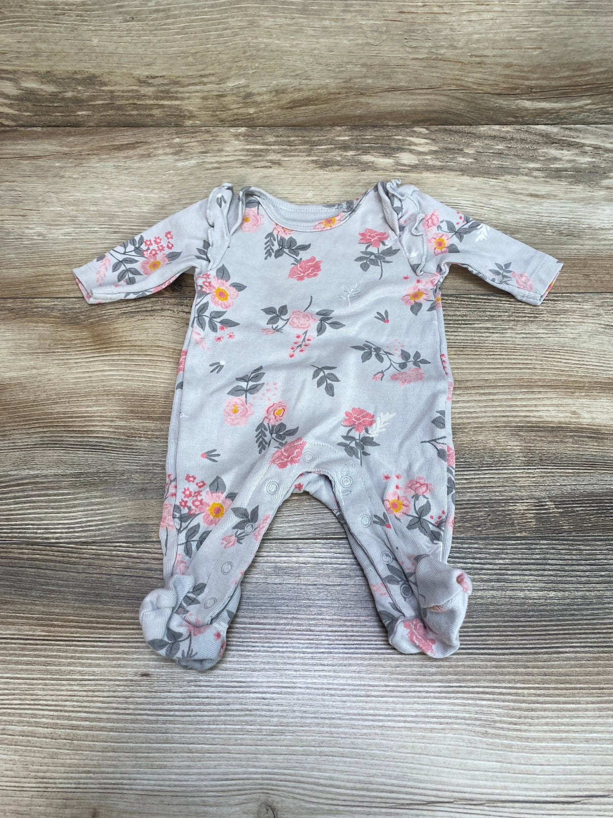 Ever & Ever Floral Footed Coverall Grey sz Preemie