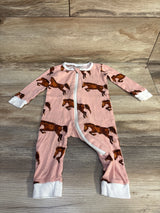 Milkbarn Natural Horse Organic Zipper Pajama Pink sz 6-9m