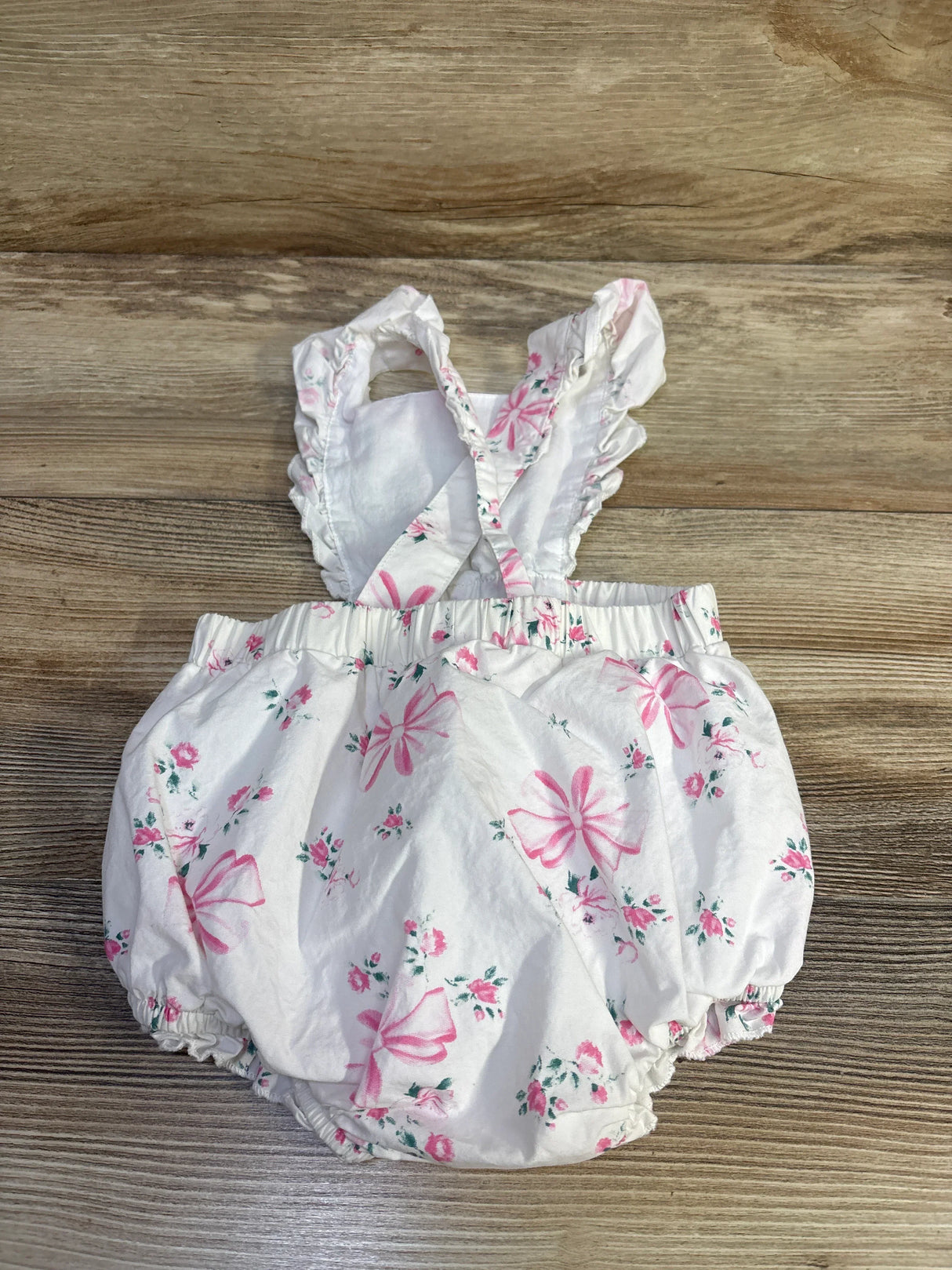 Paris Hilton Bow Print Floral Bubble Romper White sz 18m