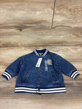 NEW Oshkosh Denim Varsity Jacket Medium Wash Blue sz 12m