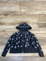 Chaser Skull & Crossbones Print Full Zip Hoodie Charcoal sz 2T