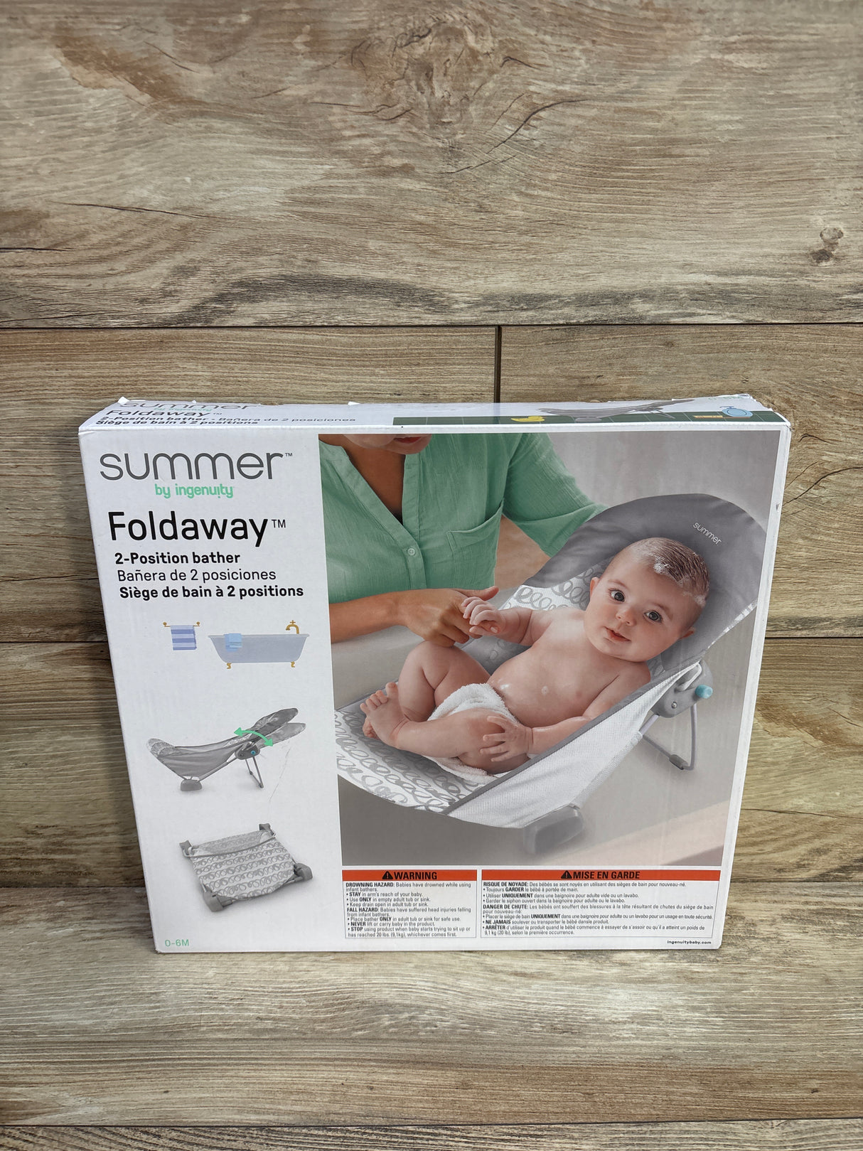NEW Summer by Ingenuity Foldaway 2-Position Baby Bather, Gray