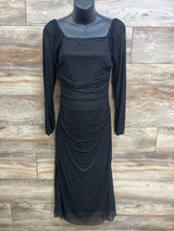 Maternity Mesh Sleeve Ruched Dress Black sz Large