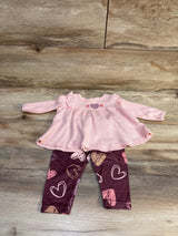 Just Lizzy pink waffle knit peplum top and heart print pants set for baby