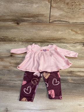 Just Lizzy pink waffle knit peplum top and heart print pants set for baby