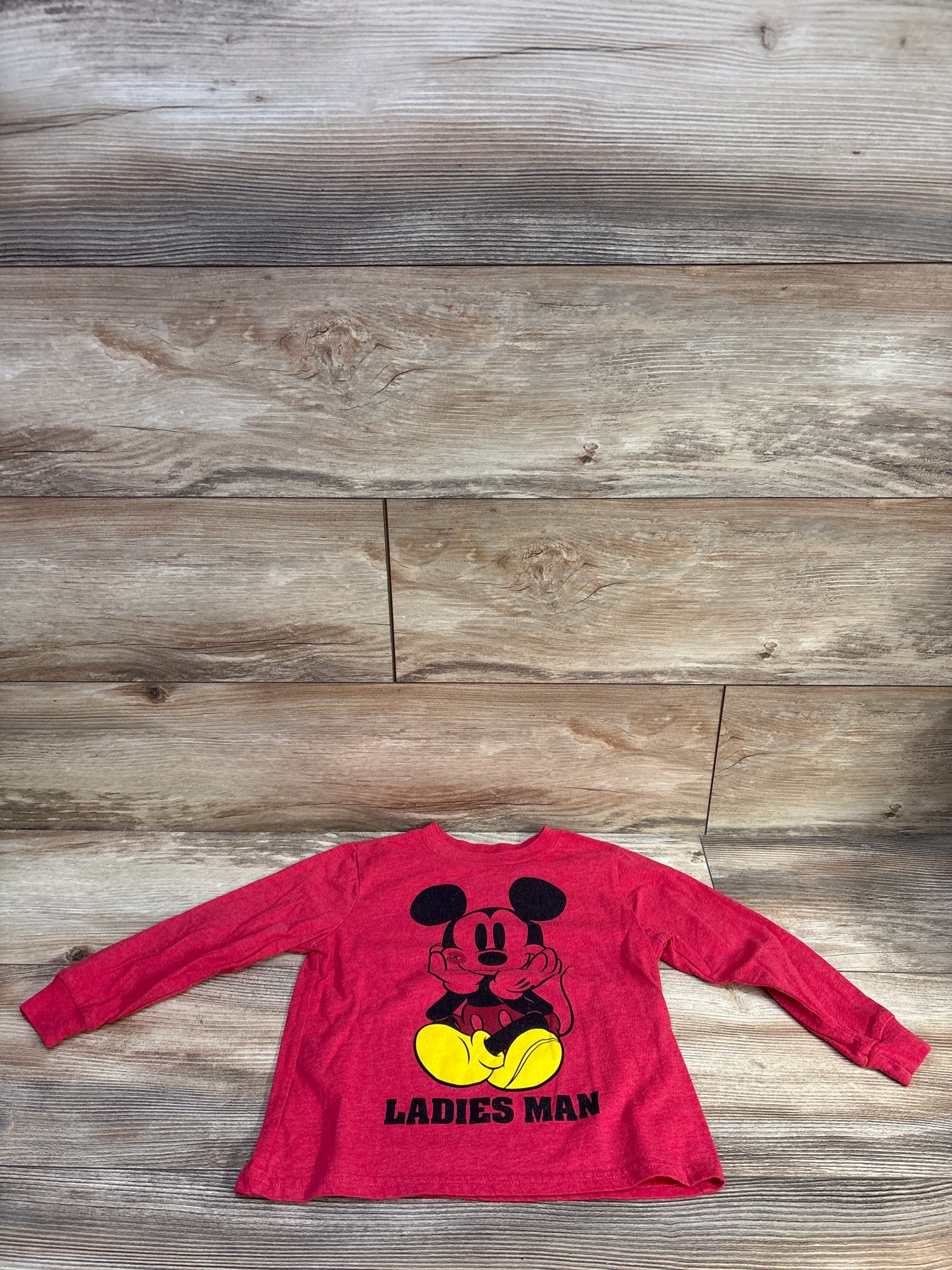 Disney Junior Mickey Mouse Ladies Man Shirt Red sz 4T