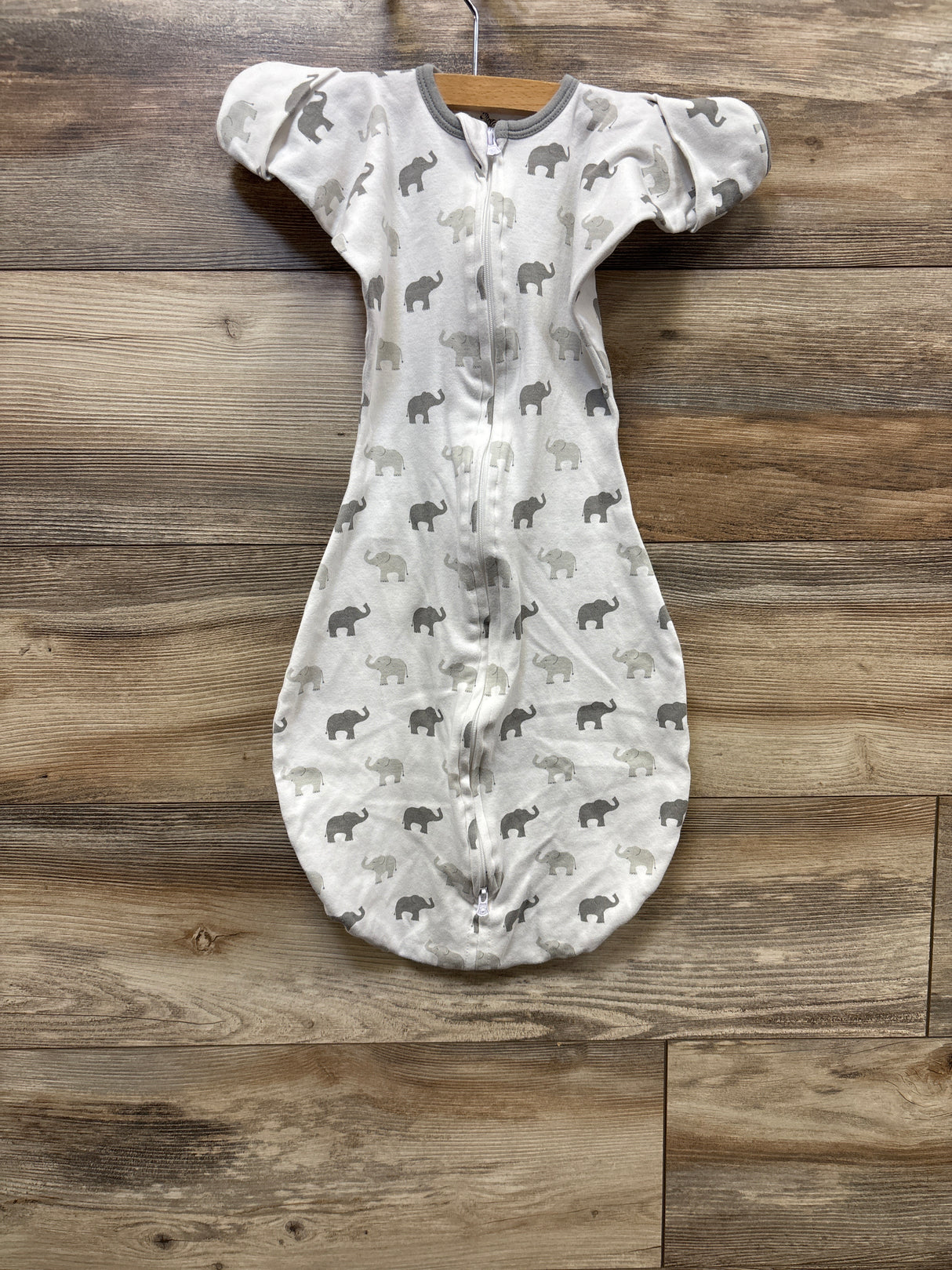 Amazing Baby Elephant Print Transitional Swaddle Sack White sz 3-6m