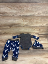 3pc Elk Bodysuit & Bottoms Set Grey sz 3-6m