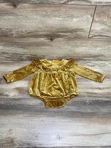 Mudpie Velvet Ruffle Romper Yellow sz 9-12m