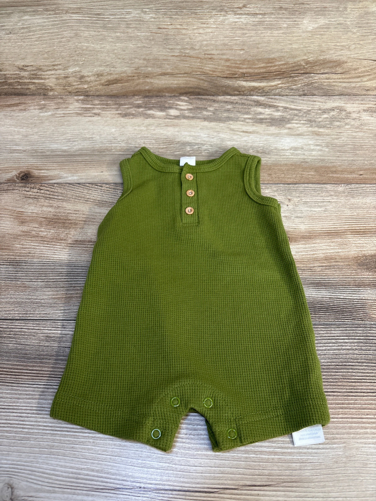 PL Baby Waffle Knit Henley Shortie Romper Olive sz 3m