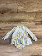Carter's 1pc Long Sleeve Peplum Rash Guard Lemon Swimsuit Blue sz 9m