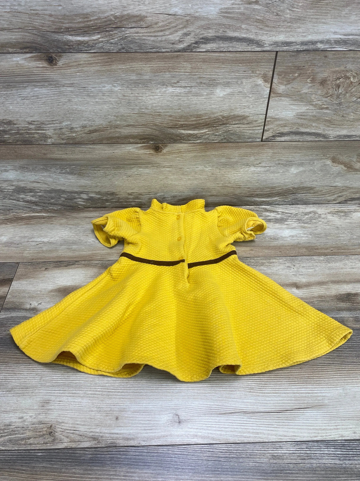 Janie and Jack Quilted Puff Sleeve Dress Yellow sz 2T