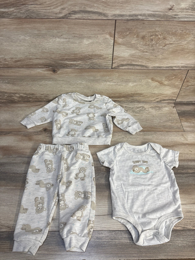 Baby bear print pajama set with 'Sleepy Time' onesie, soft infant sleepwear for cozy nights