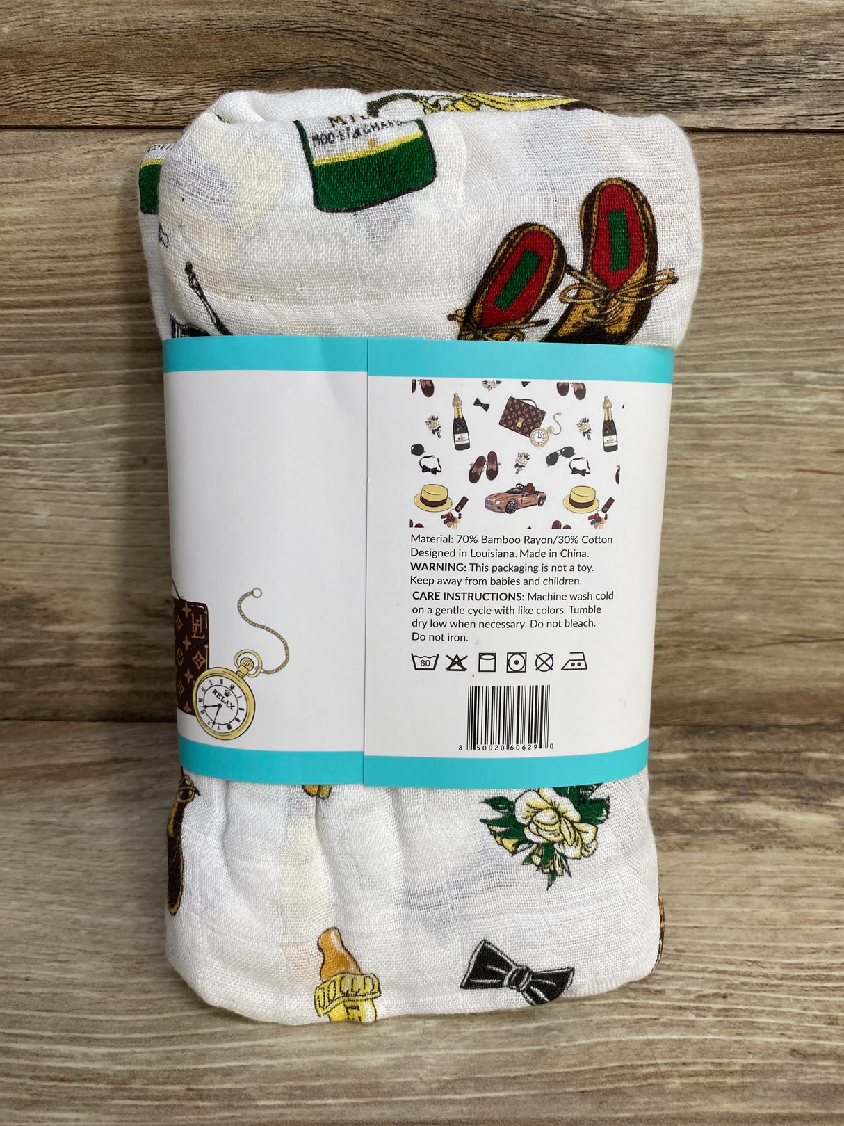 NEW Little Hometown White Swaddle Blanket, Dapper Napper