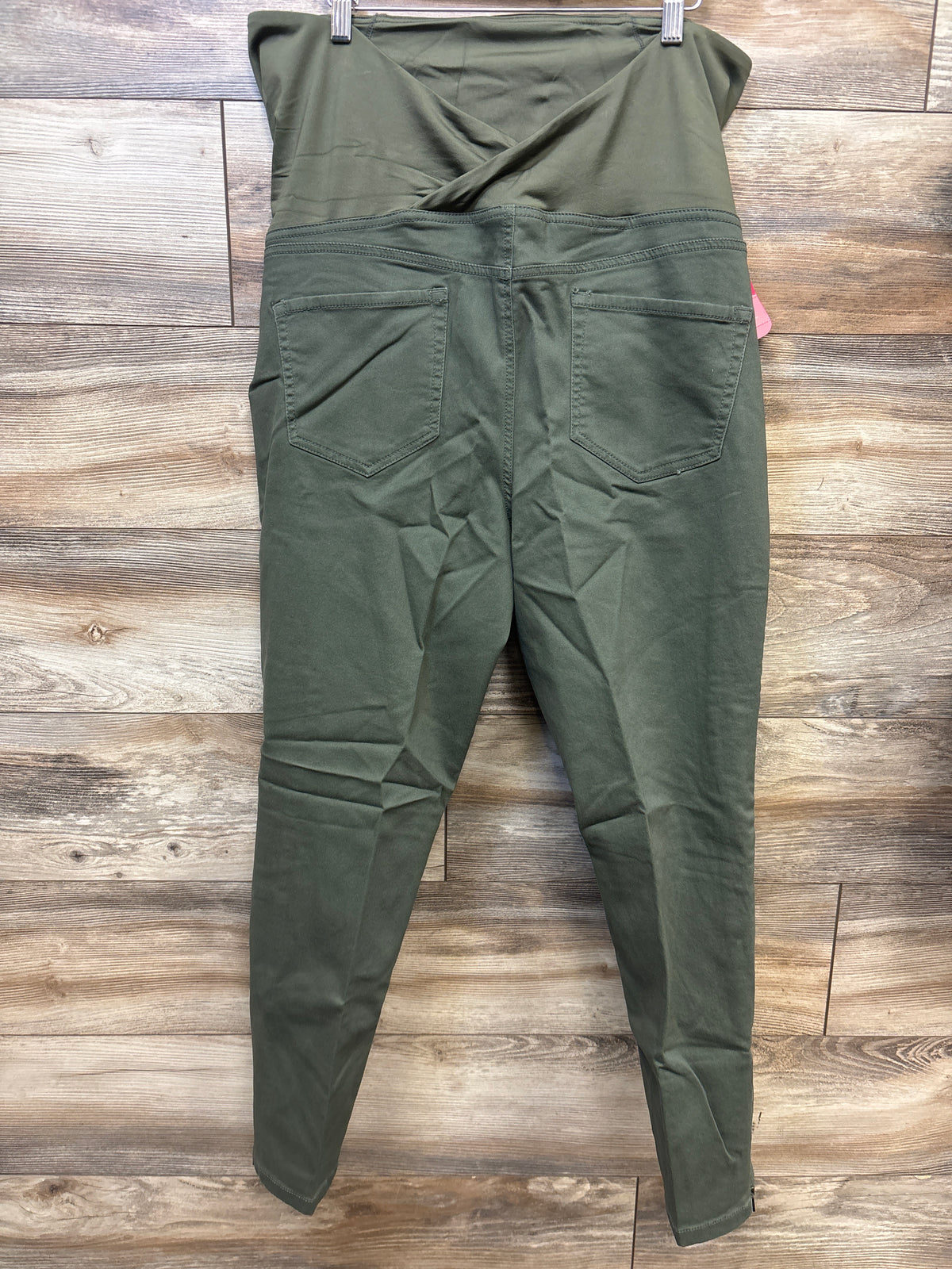NEW Isabel Maternity Crossover Panel Utility Jeggings Olive Green sz 18/XL