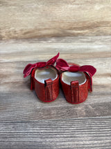 Mary Jane Crib Shoes w/ Bow Detail, Red Glitter sz 3c