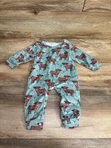 Highland Cow Coverall Teal sz 3-6m