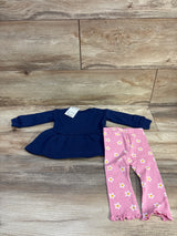 NEW Okie Dokie 2pc Peplum Sweatshirt & Pants Set Navy sz 3m