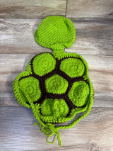 Photo Prop Green Turtle Knit Crochet Outfit sz 0-12m