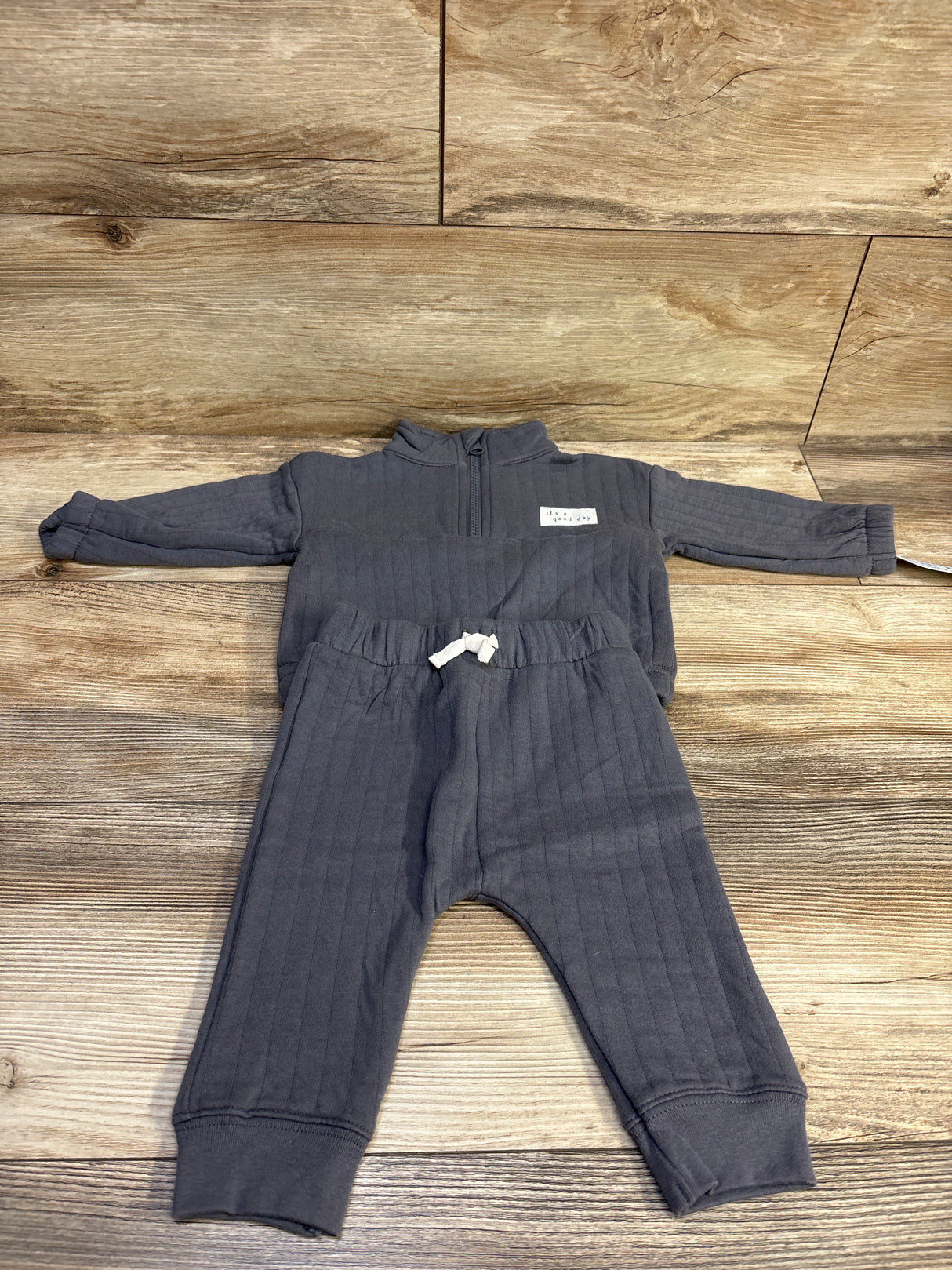 NEW Child Of Mine 2pc Half Zip Jacket & Pants Set Grey sz 3-6m