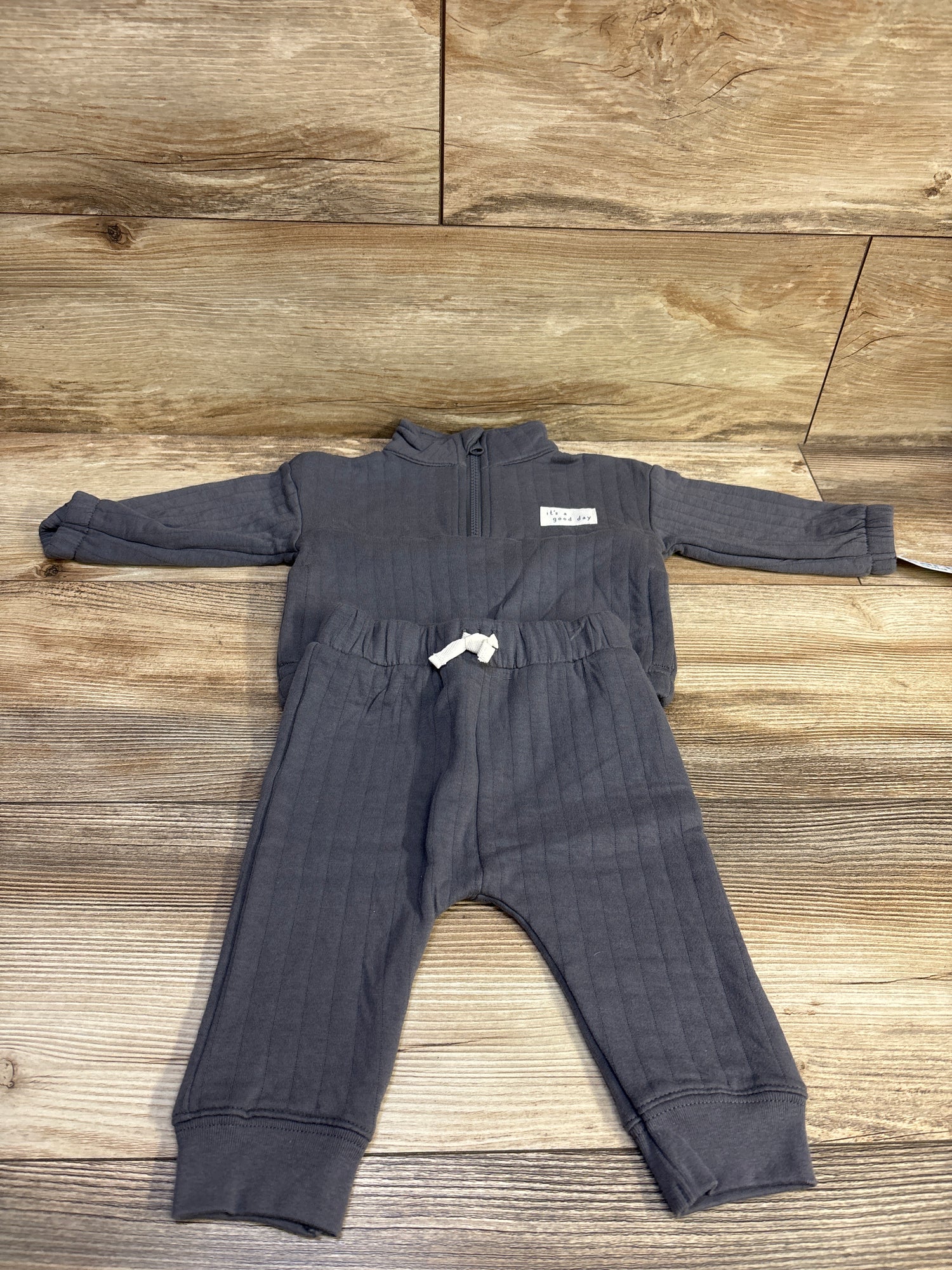 NEW Child Of Mine 2pc Half Zip Jacket & Pants Set Grey sz 3-6m