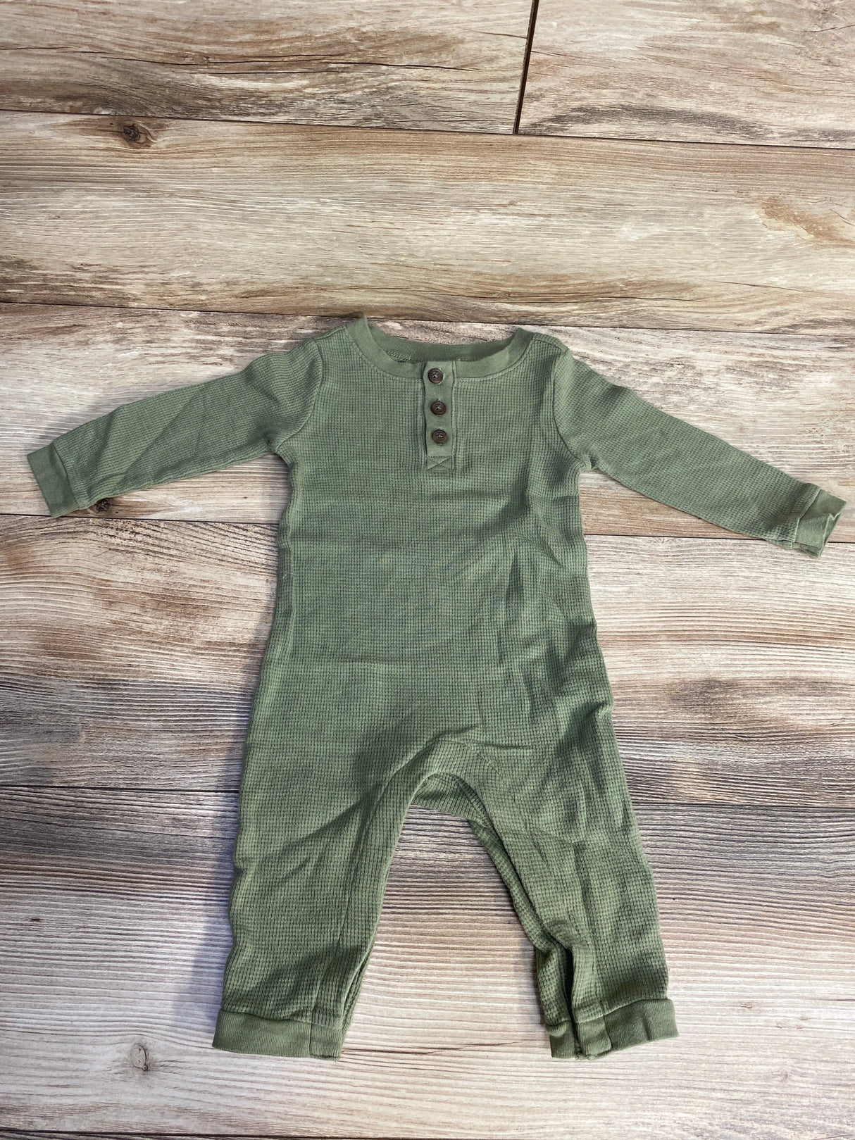 Old Navy Henley Waffle Knit Coverall Green sz 6-12m