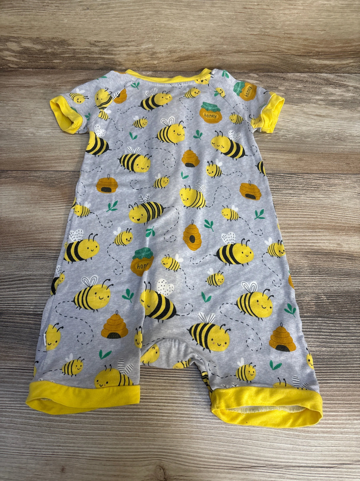 Play by Little Sleepies Bee Print Shortie Romper Grey sz 12-18m