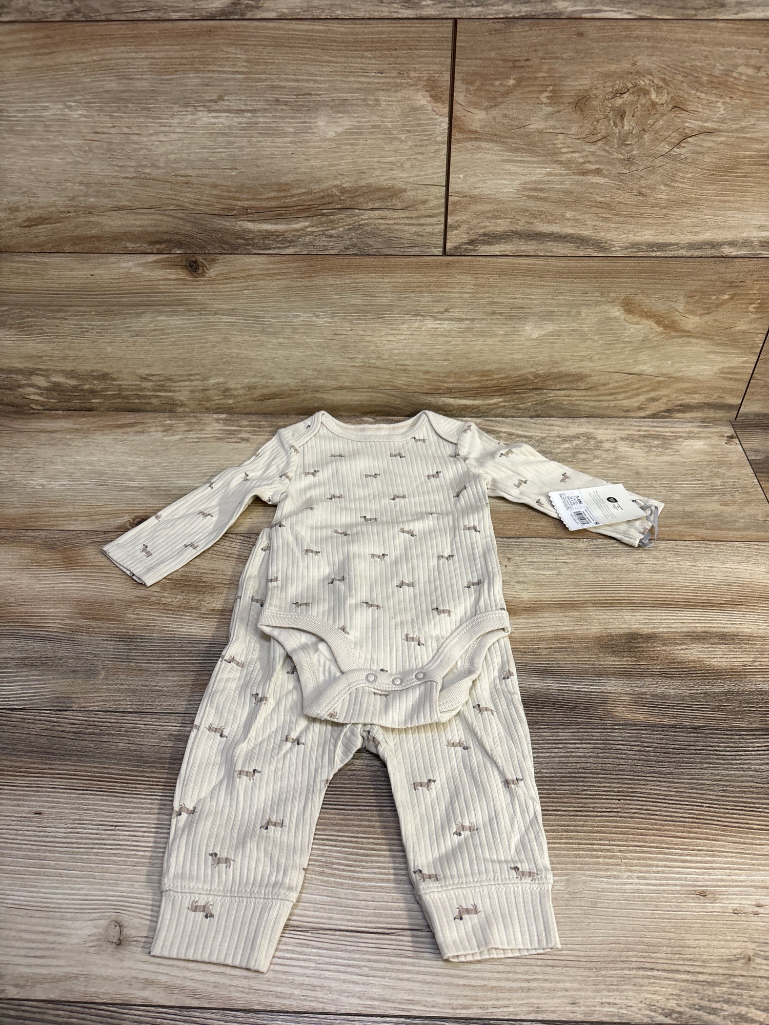 NEW Cloud Island 2pc Ribbed Bodysuit & Pants Set Beige sz 3-6m