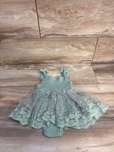 FOCUTEBB Ribbed Embroidered Lace Bodysuit Dress Green sz 9-12m