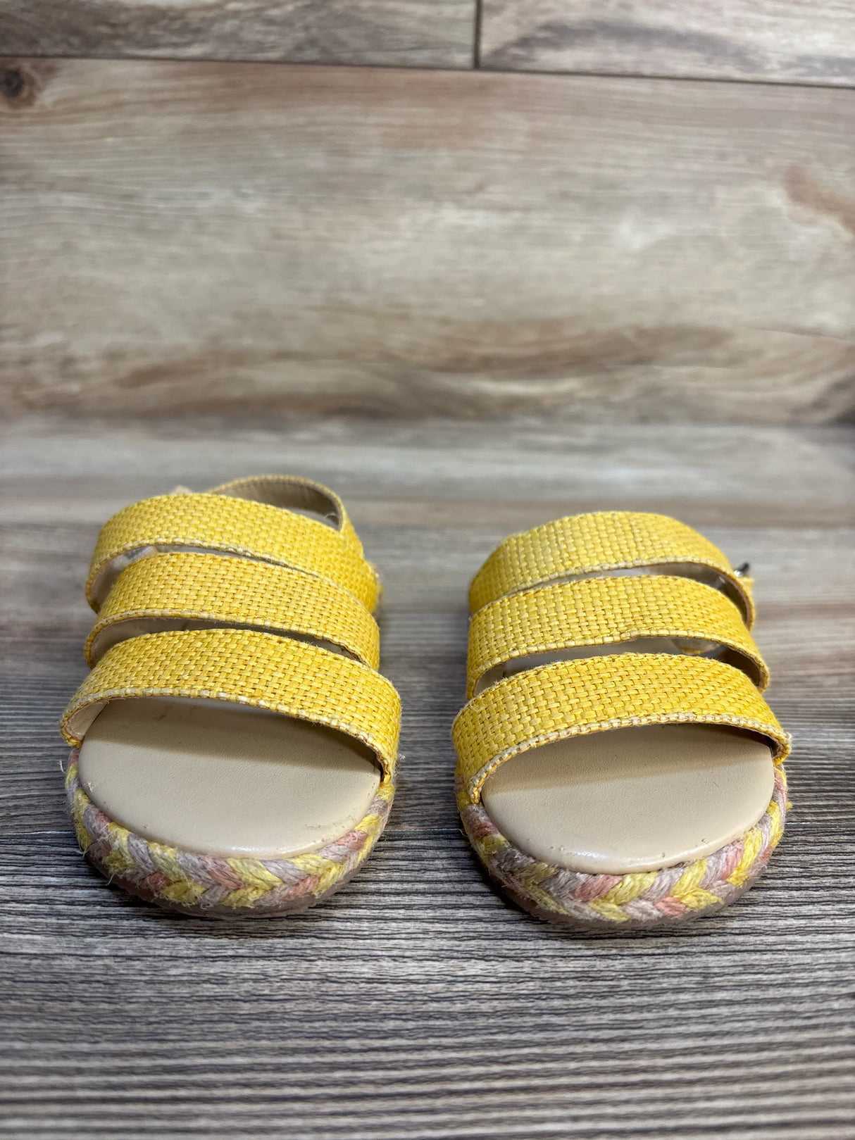 Janie & Jack Sunset Mood Straw Sandals Yellow sz 6c