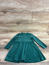 Cat & jack Polka Dot Velvet Dress Emerald sz 3T
