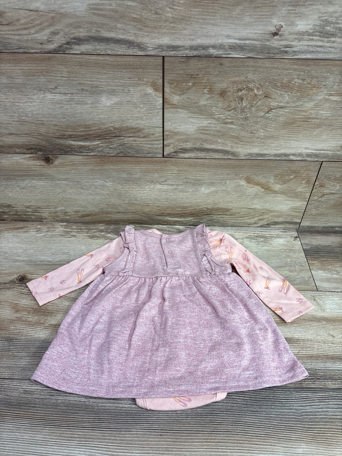 Rene Rofe 2pc Long Sleeve Bodysuit & Sleeveless Dress Set Pink sz 6-9m