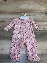 NEW Nicole Miller 2pc Heart Print Hat & Ribbed Sleeper Set Pink sz 0-3m