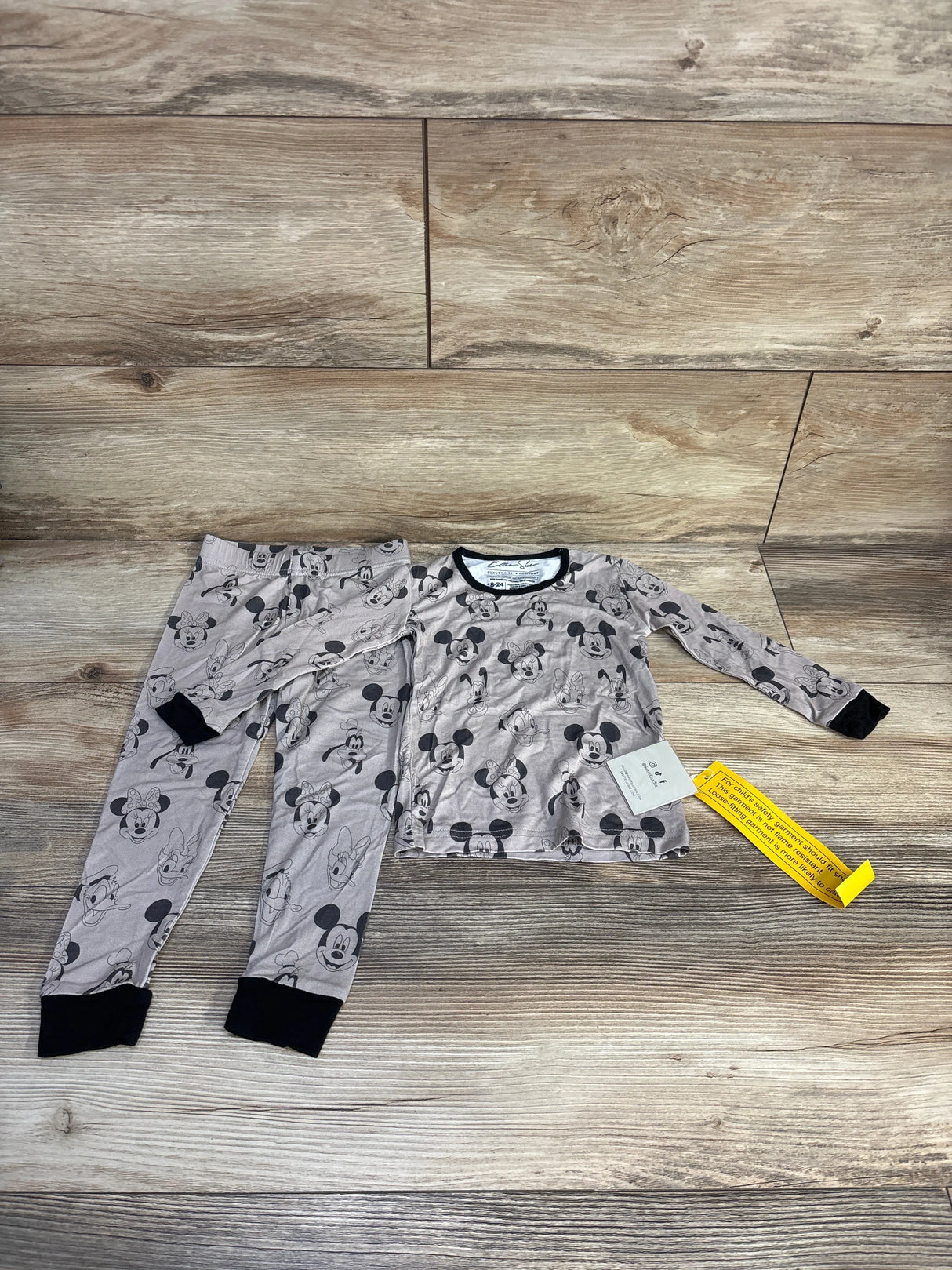 NEW Ellie Sue 2pc Mickey Mouse Bamboo Pajama Set Brown sz 18-24m