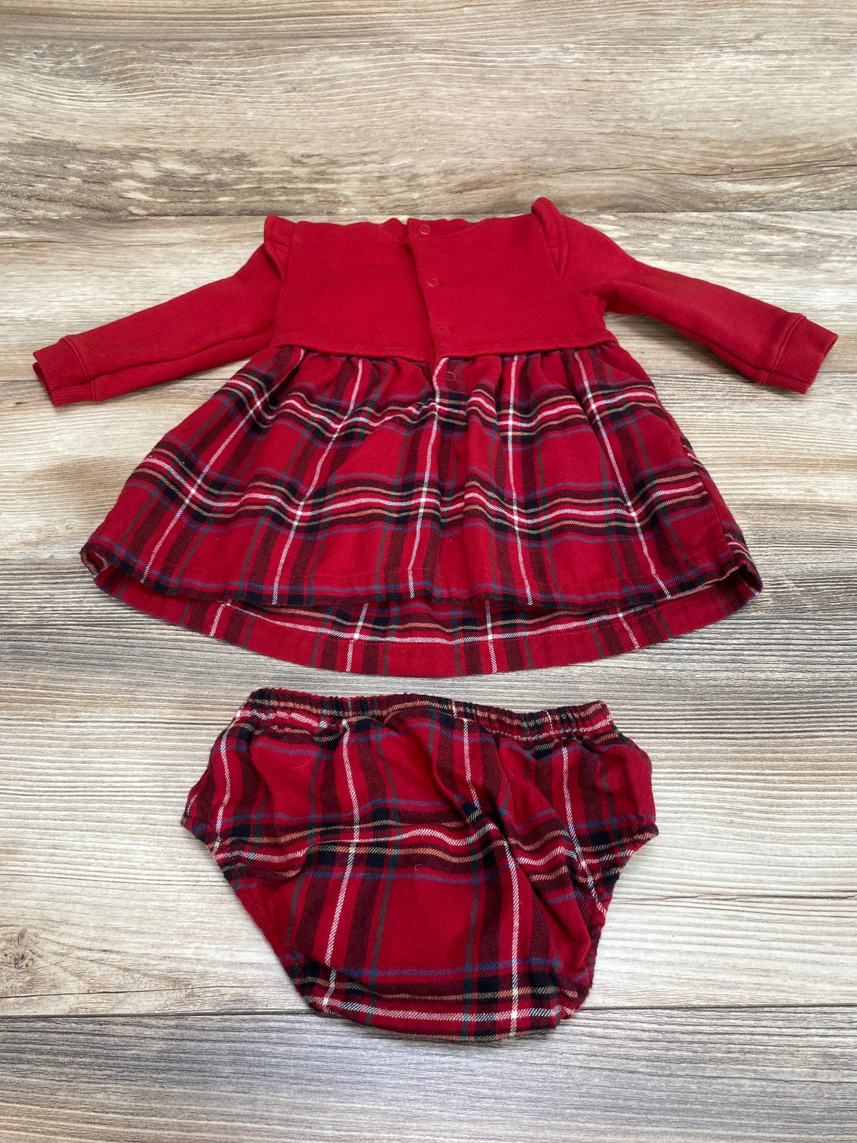 Carter's 2pc Plaid Sweatshirt Dress & Bloomers Red sz 6m