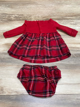 Carter's 2pc Plaid Sweatshirt Dress & Bloomers Red sz 6m