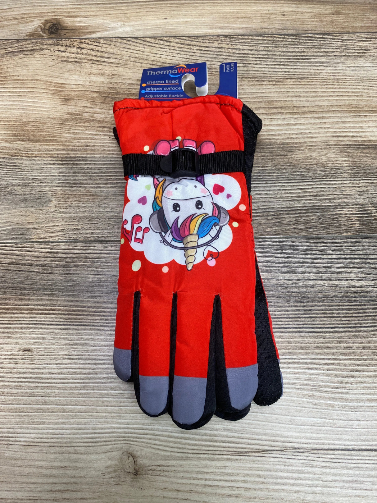 NEW ThermaWear Kid's Unicorn Winter Ski Gloves Red