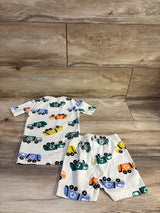 Hanna Andersson 2pc Recycled Truck Short Johns Pajama Set Ivory sz 4T