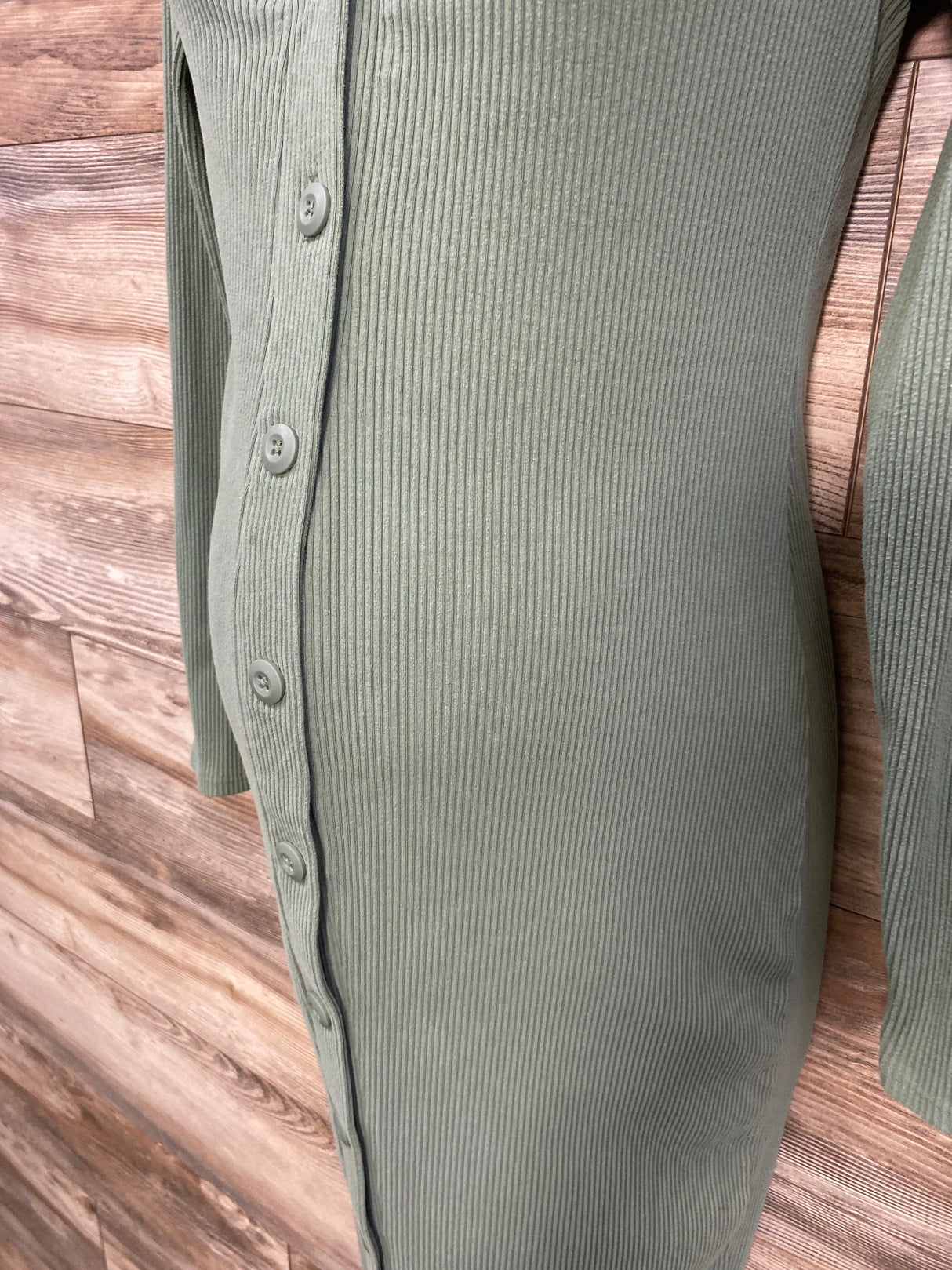 Isabel Maternity Ribbed Button-Front Dress Green sz Small