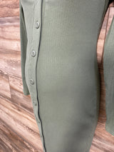 Isabel Maternity Ribbed Button-Front Dress Green sz Small
