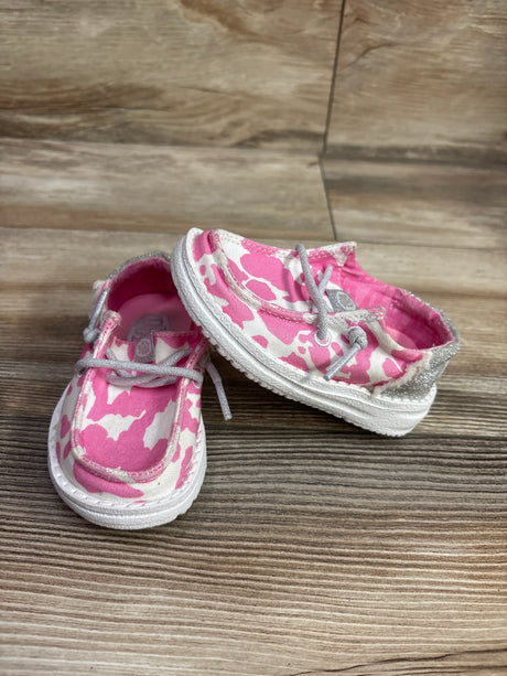 Hey Dude Wendy Funk Cowgirl Bling slip-on pink sneakers with silver glitter accents
