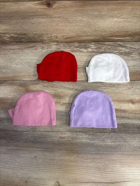 4pk Baby Beanie Cotton Soft Hats w/ Bow sz 0-6m - Me n Mommy To Be