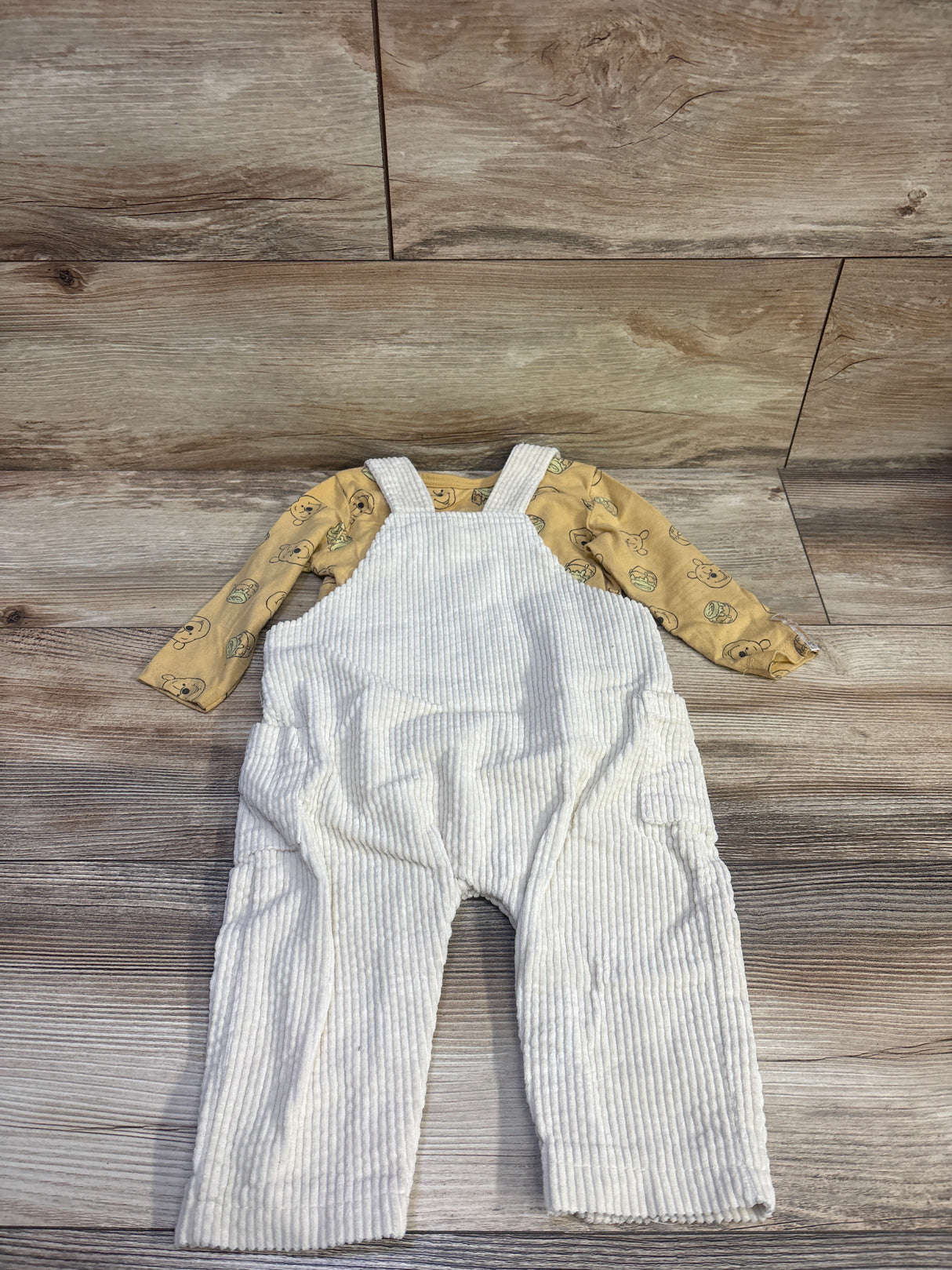 Disney Baby 2pc Winnie The Pooh Corduroy Overall Set Yellow sz 12m