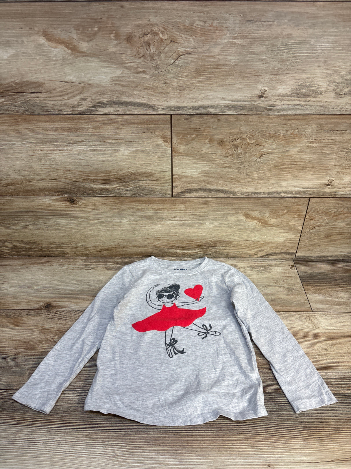 Old Navy Heart Ballerina Shirt Grey sz 5T