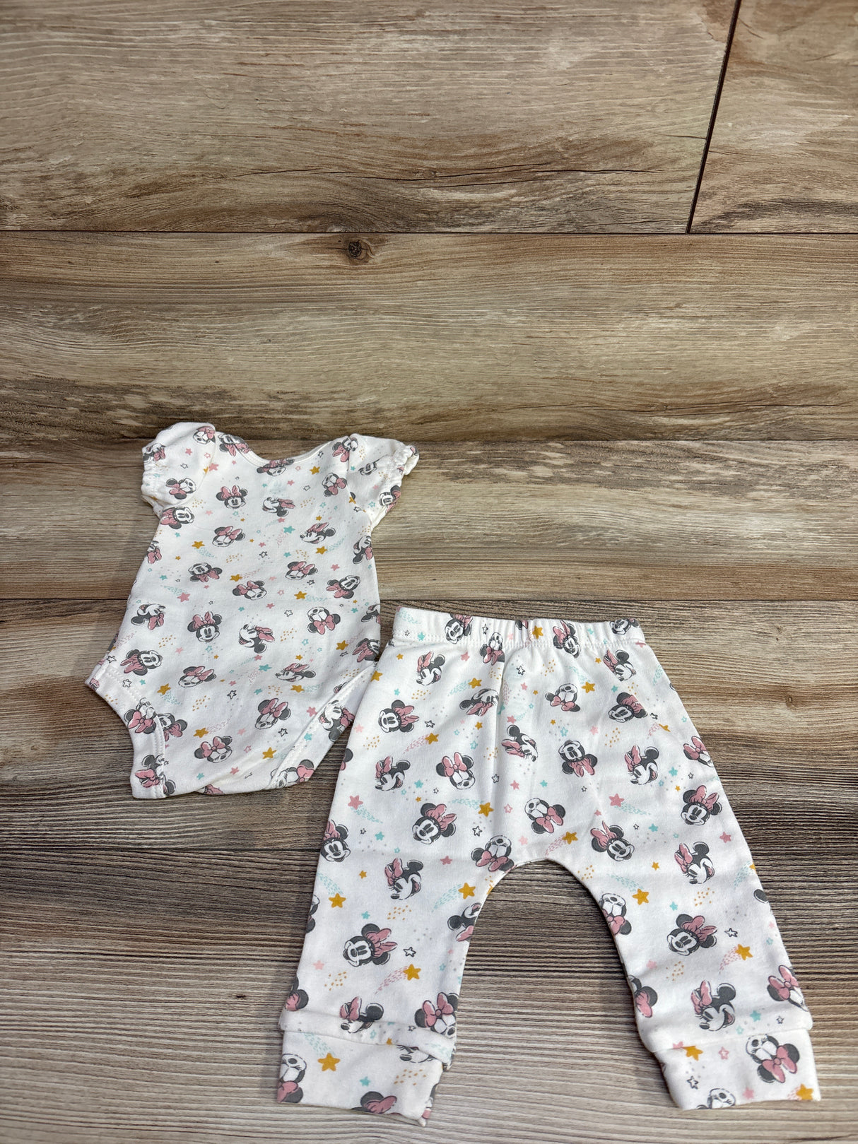 Disney Baby 2pc Minnie Mouse Bodysuit & Joggers White sz Newborn
